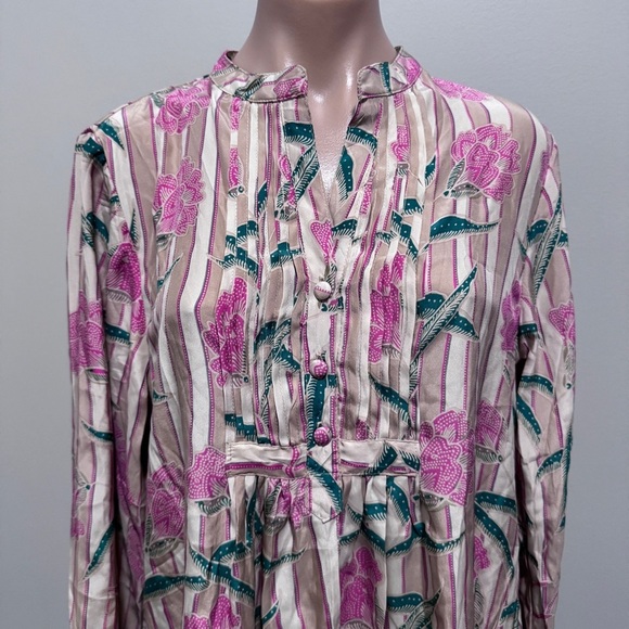 Natalie Martin Isobel Dress Chamomile Rose 100% Silk Pink Green - Picture 3 of 9